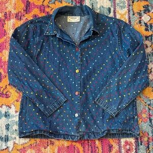 Tantrums Blue Jean Jacket with Colorful Dots